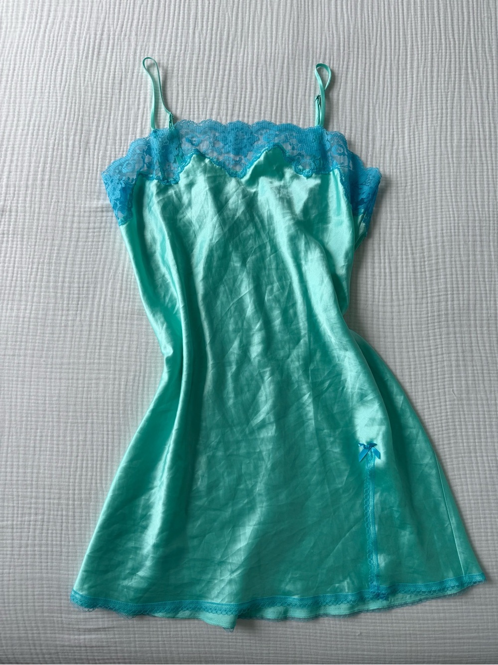 Vintage Aqua Victoria’s Secret Slip Dress - PLEASE READ